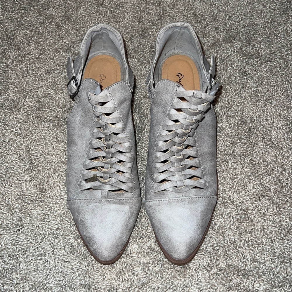 Qupid Grey Open Side Booties - image 1